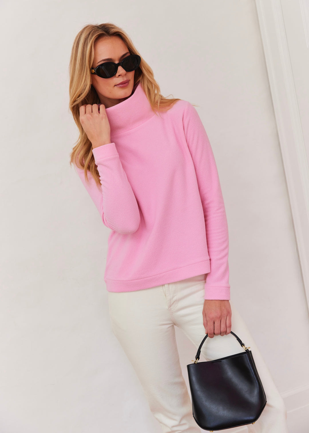 Park Slope Turtleneck in Terry Fleece (Prism Pink)