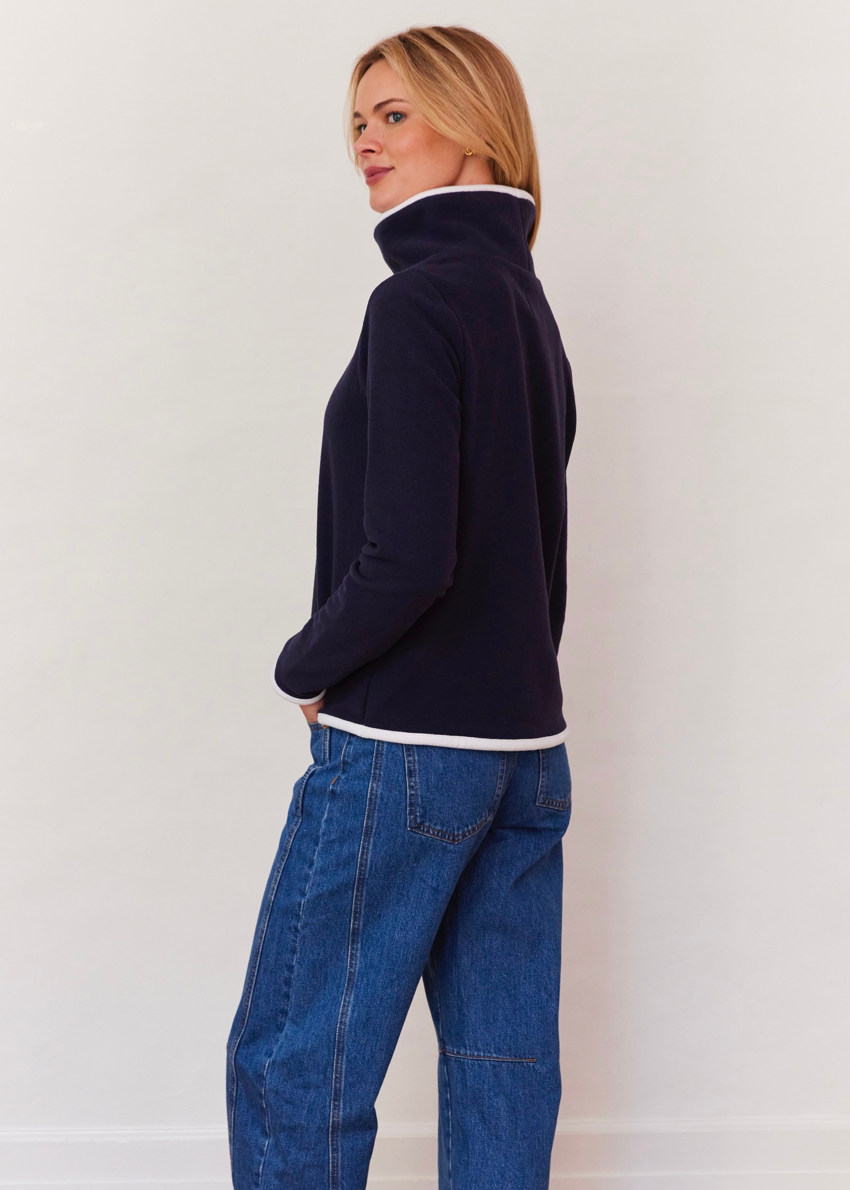 Park Slope with Tipping in Terry Fleece (Navy/White) – Dudley Stephens