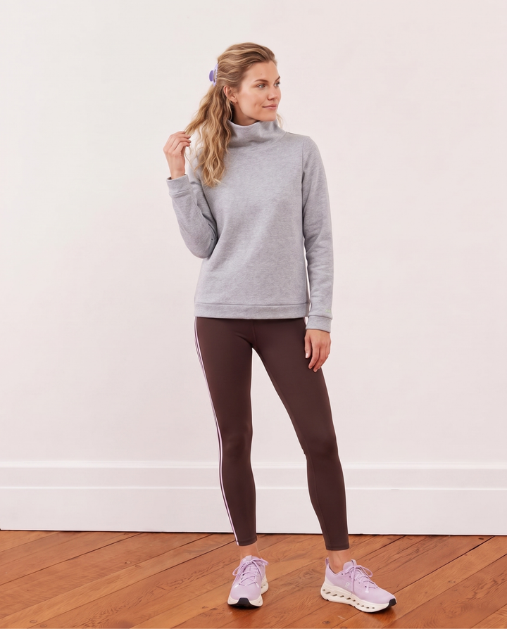 Park Slope Turtleneck in French Terry (Heather Grey)