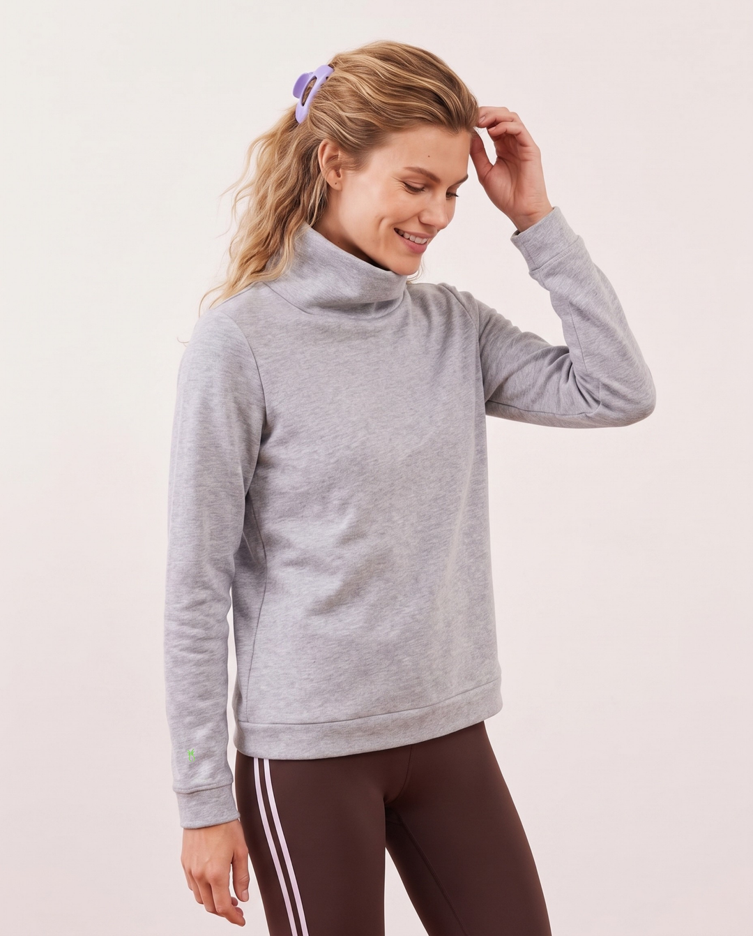 Park Slope Turtleneck in French Terry (Heather Grey)
