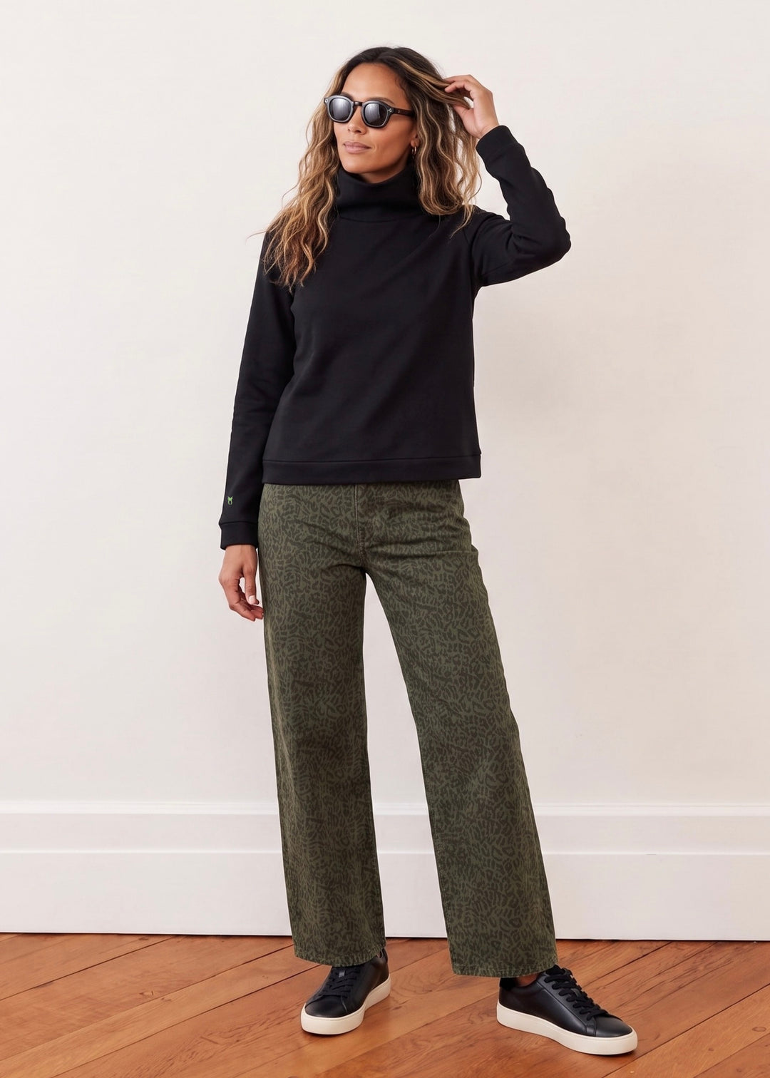 Park Slope Turtleneck in French Terry (Black)