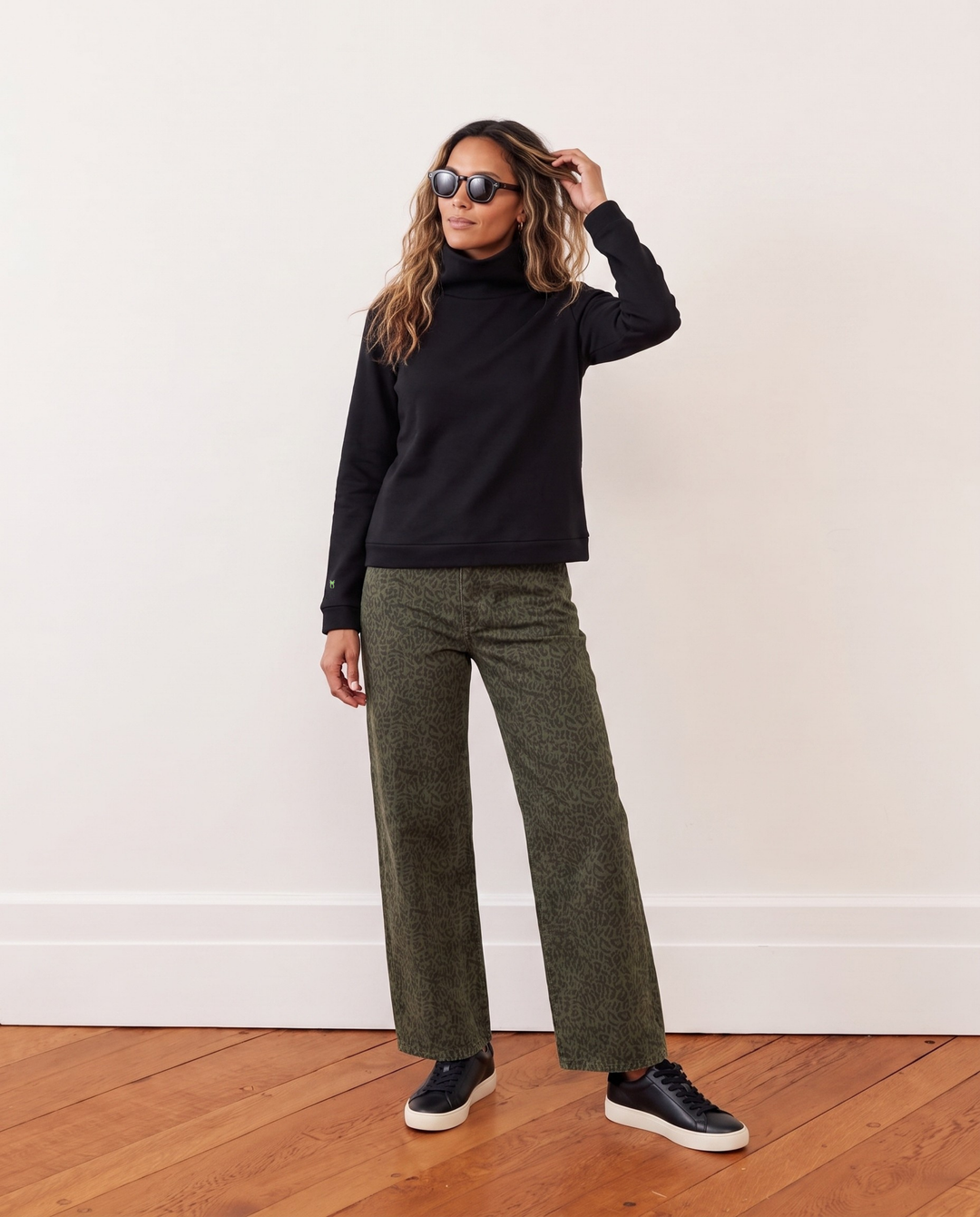 Park Slope Turtleneck in French Terry (Black)