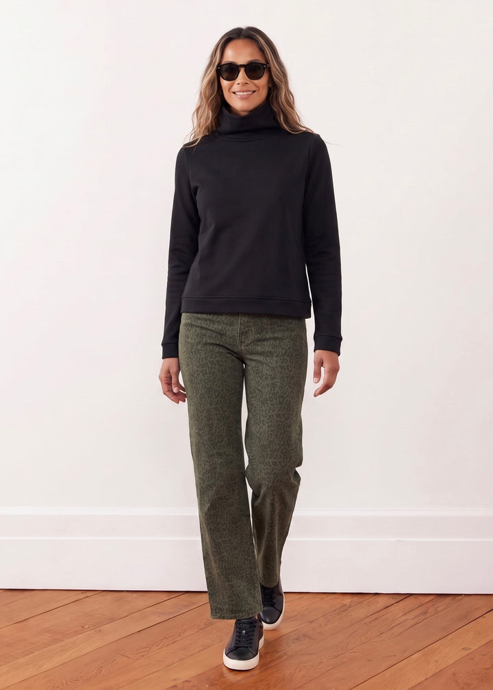 Park Slope Turtleneck in French Terry (Black)
