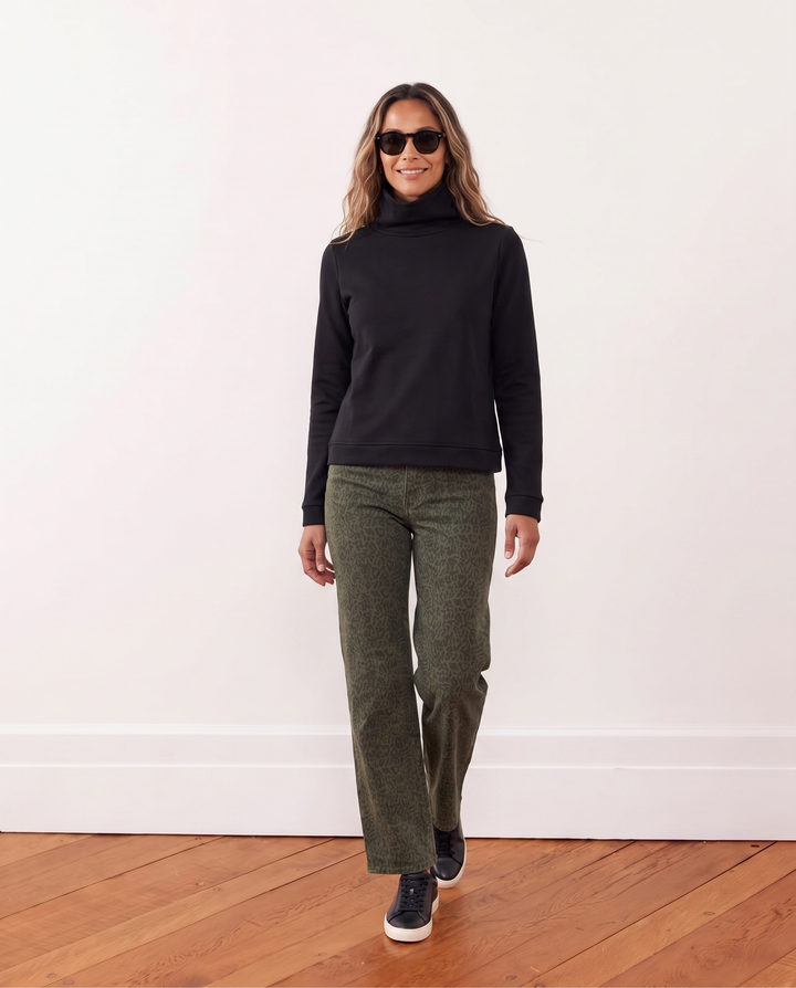 Park Slope Turtleneck in French Terry (Black)