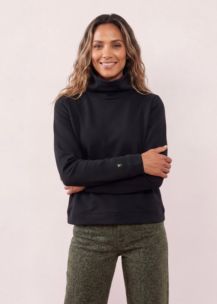 Park Slope Turtleneck in French Terry (Black)