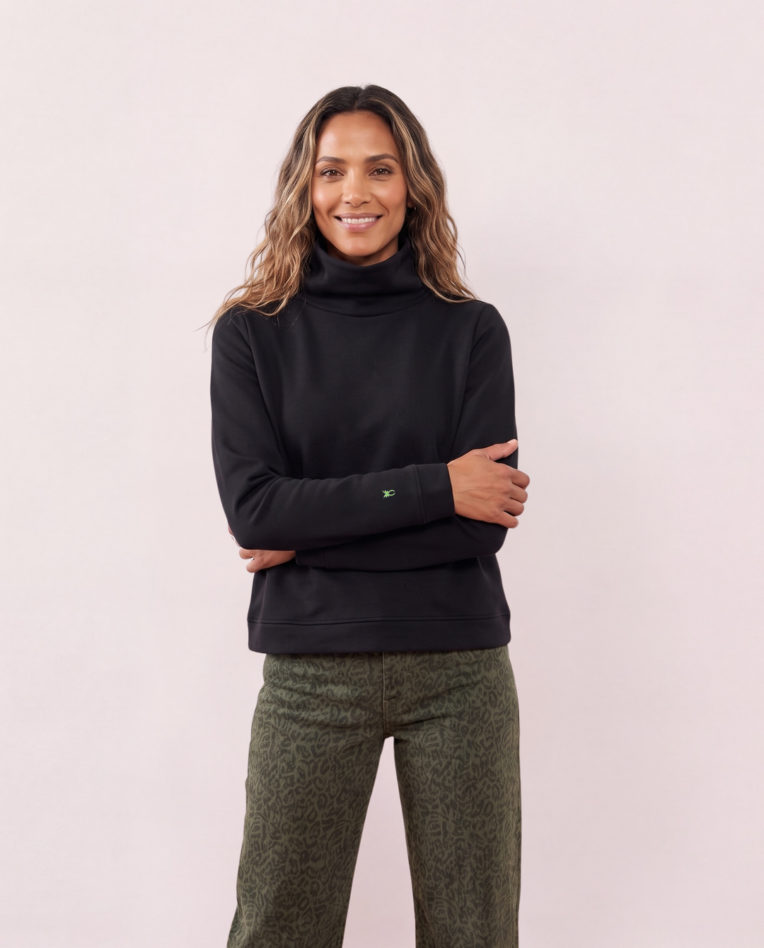 Park Slope Turtleneck in French Terry (Black)