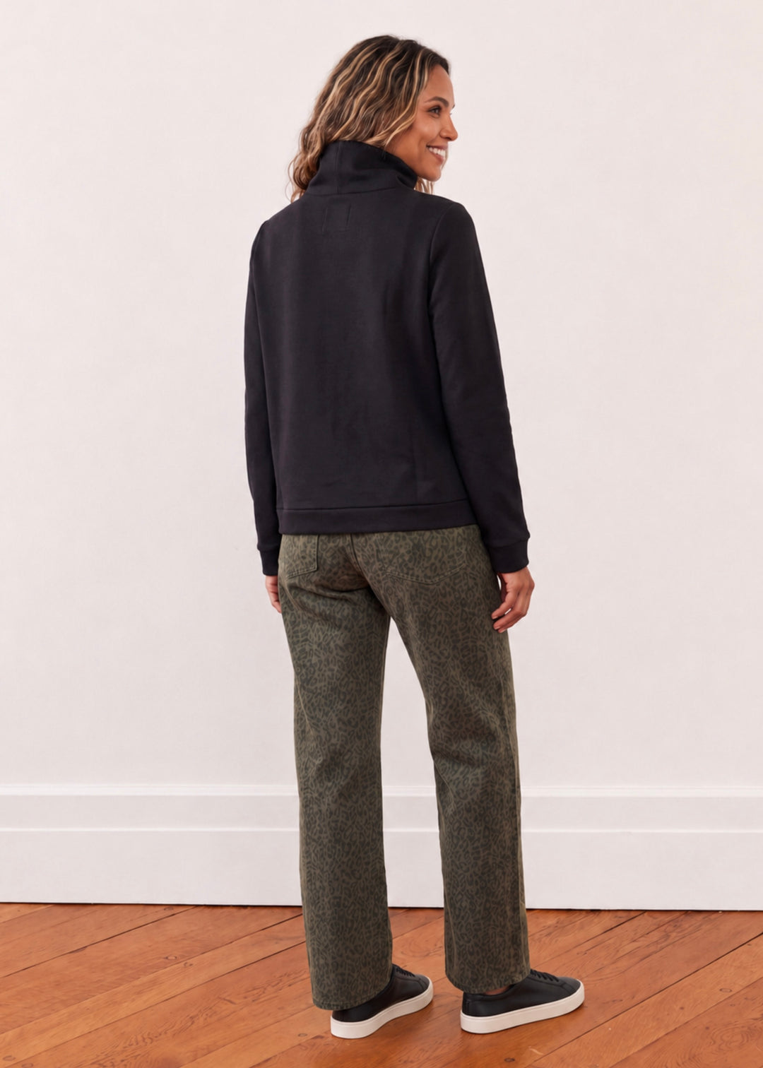 Park Slope Turtleneck in French Terry (Black)