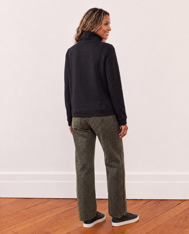 Park Slope Turtleneck in French Terry (Black)