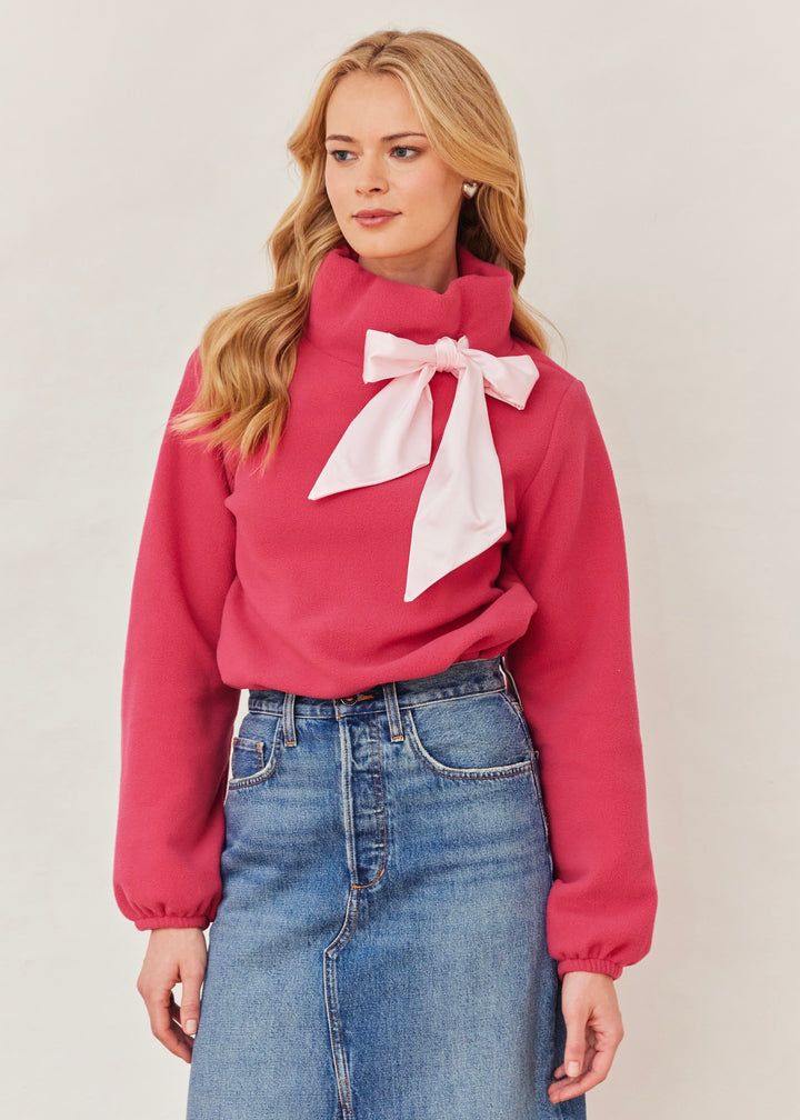 Peggy Bow Top in Vello Fleece (Berry)