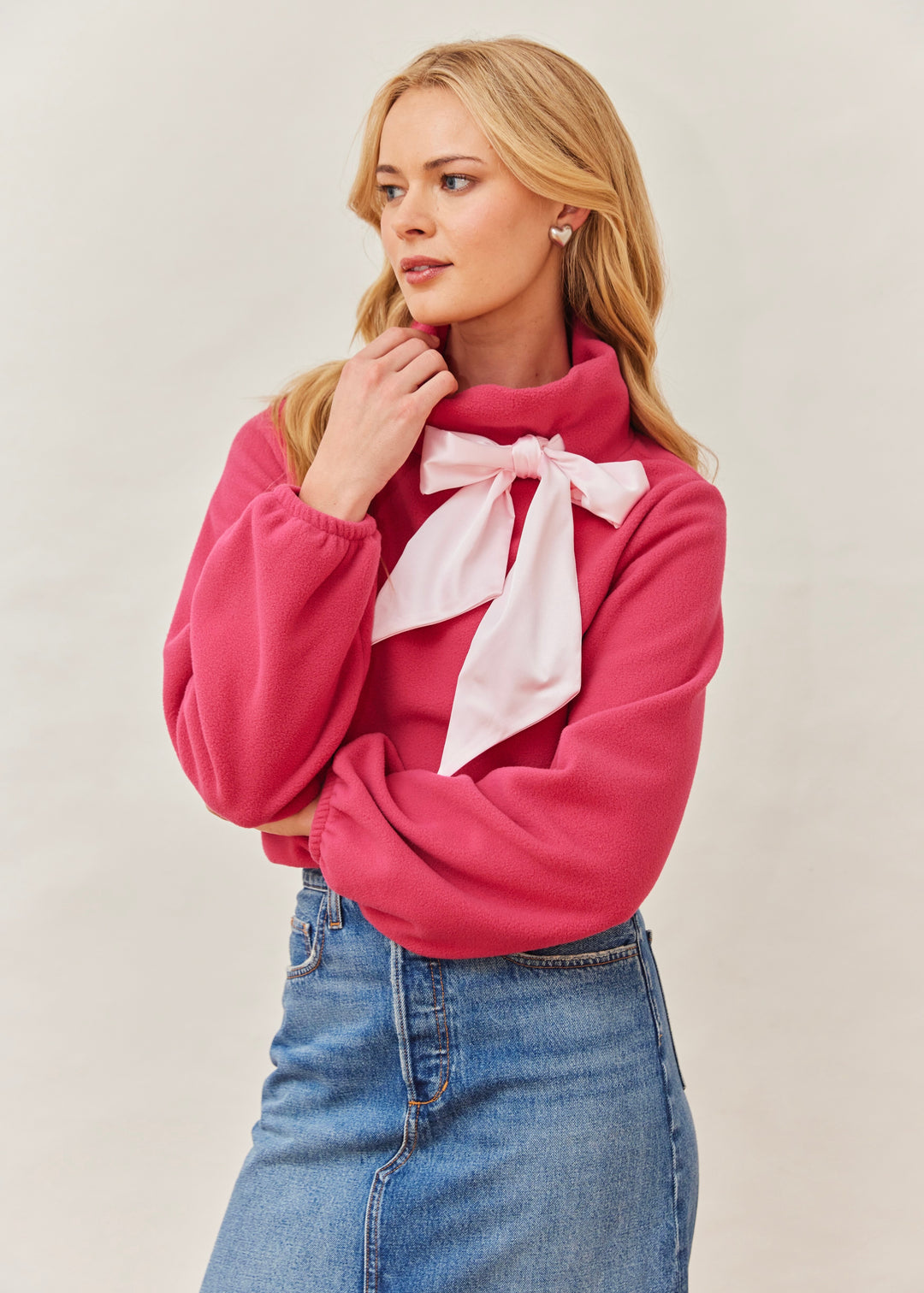 Peggy Bow Top in Vello Fleece (Berry)