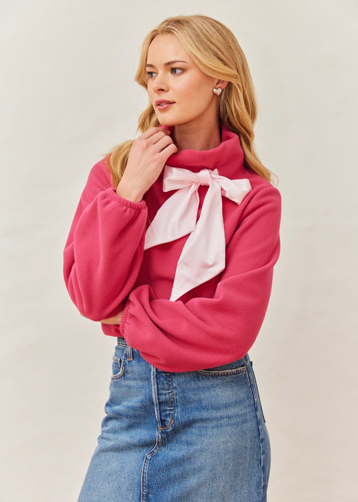 Peggy Bow Top in Vello Fleece (Berry)