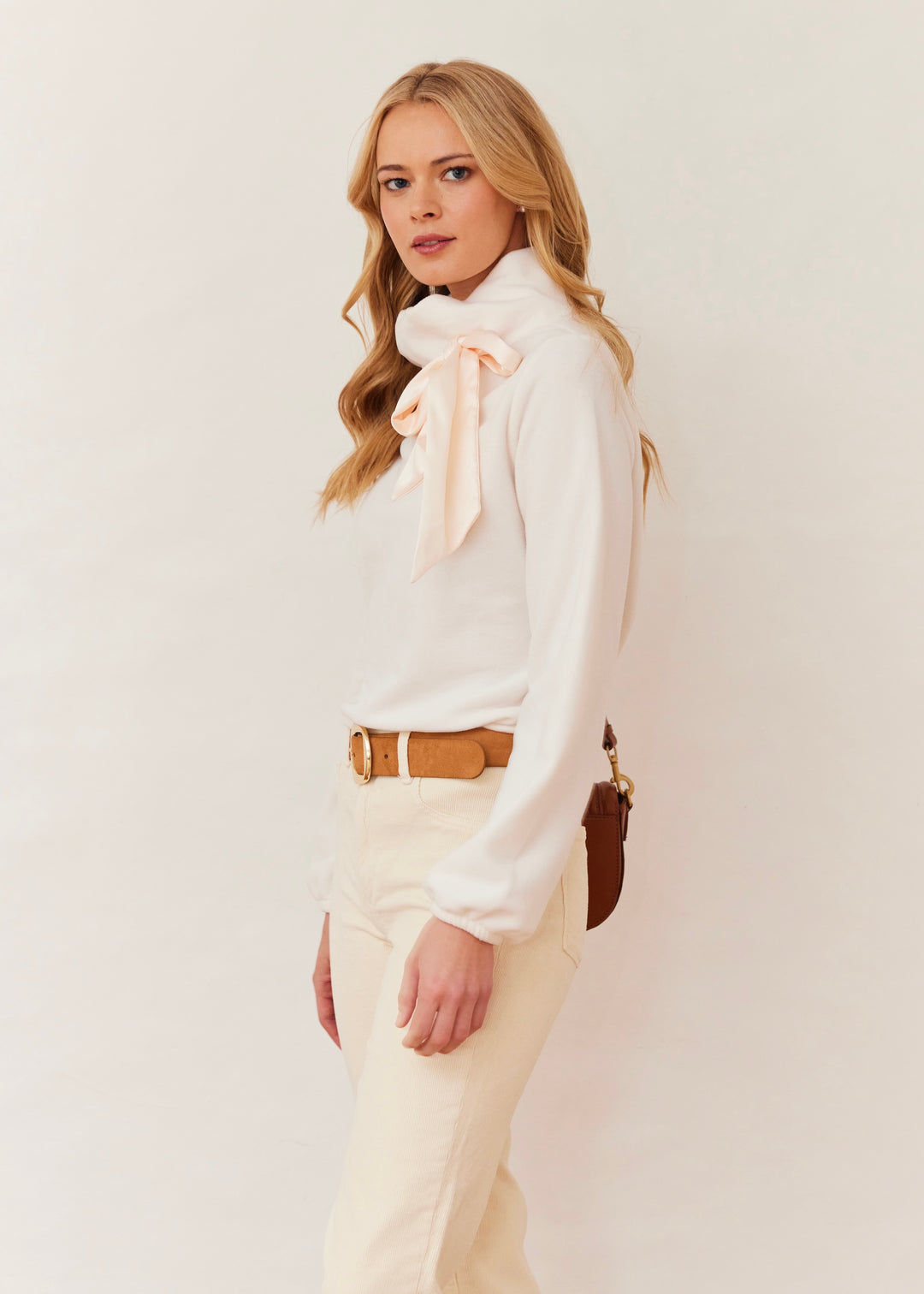 Peggy Bow Top in Vello Fleece (Cream)