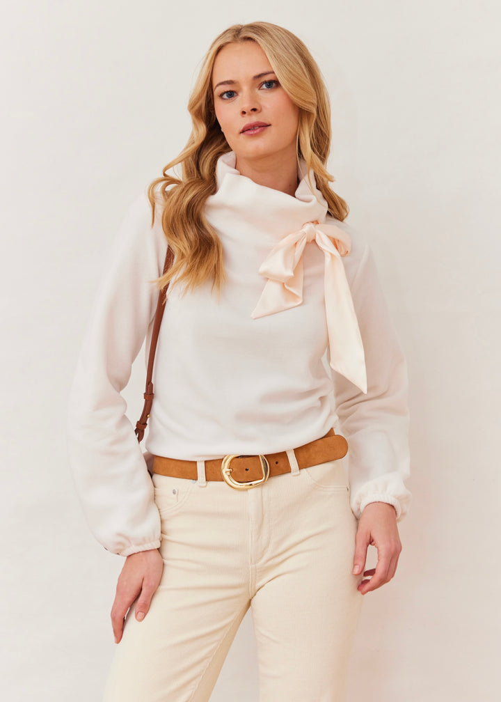 Peggy Bow Top in Vello Fleece (Cream)