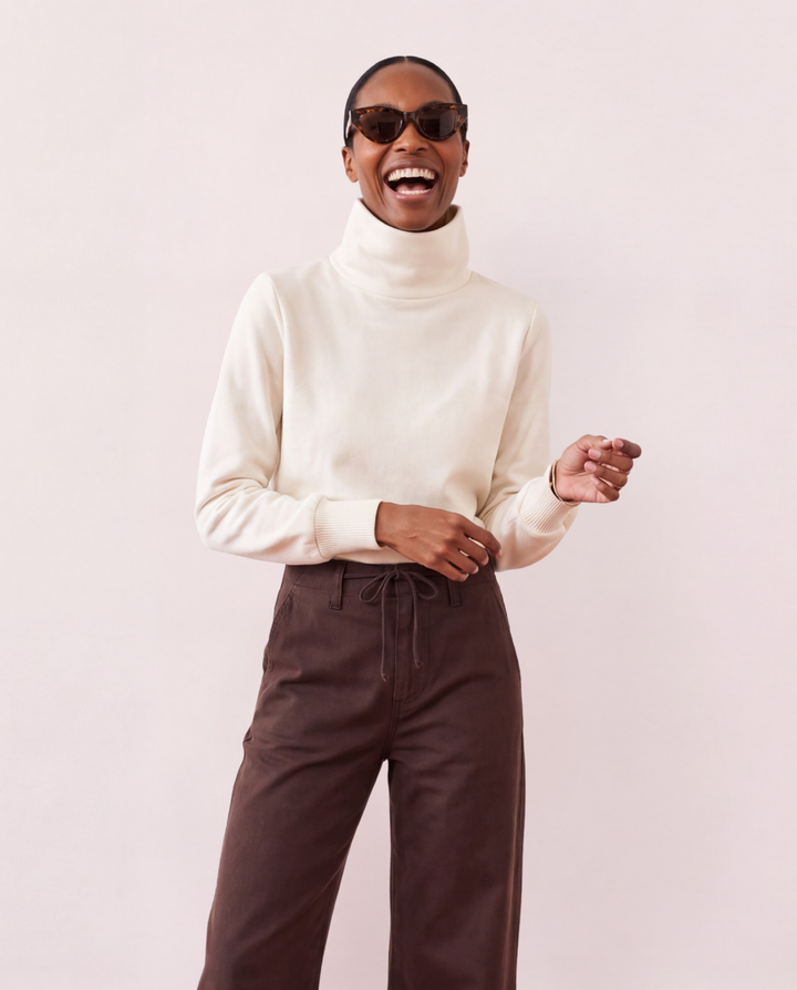 Rally Turtleneck in French Terry (Cream)