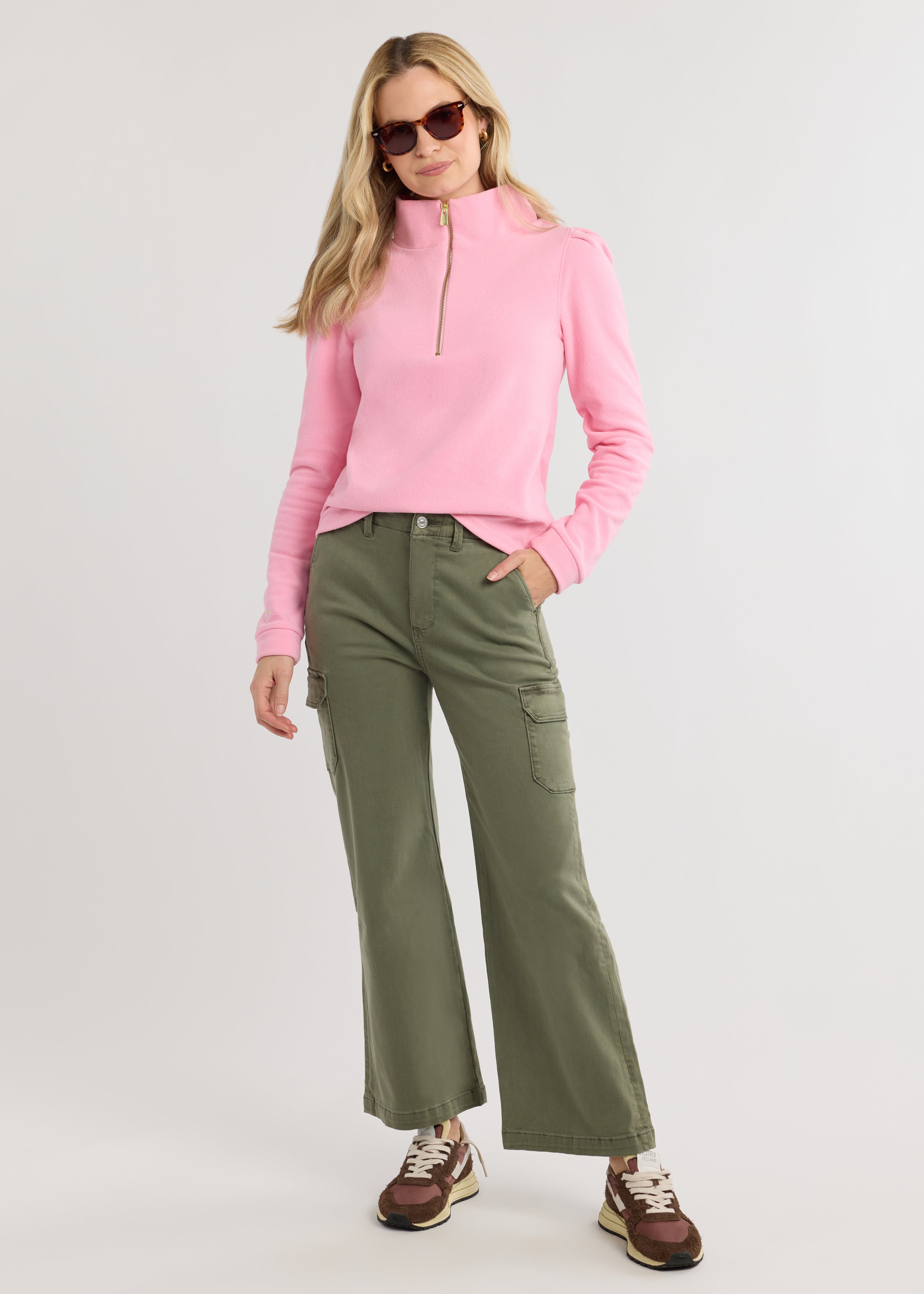 Sabrina Puff Sleeve Pullover in Terry Fleece (Prism Pink) – Dudley