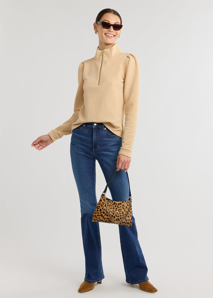 Sabrina Puff Sleeve Pullover in Waffle (Hazelnut)