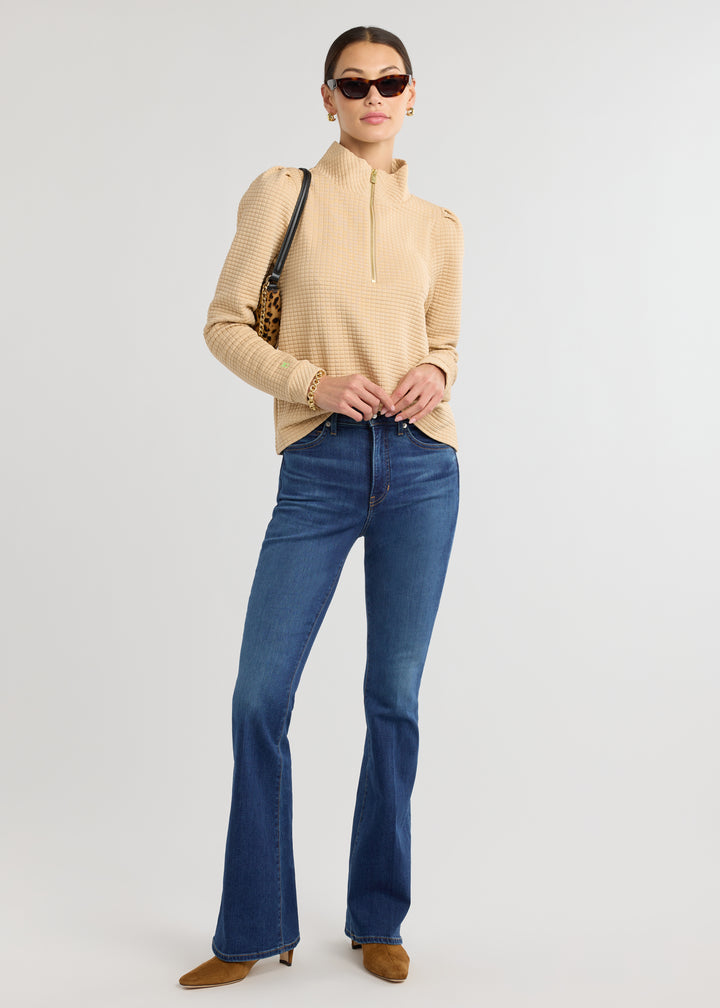 Sabrina Puff Sleeve Pullover in Waffle (Hazelnut)