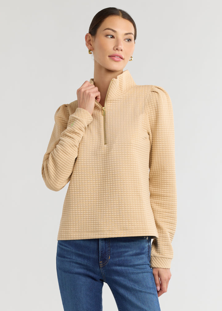 Sabrina Puff Sleeve Pullover in Waffle (Hazelnut)