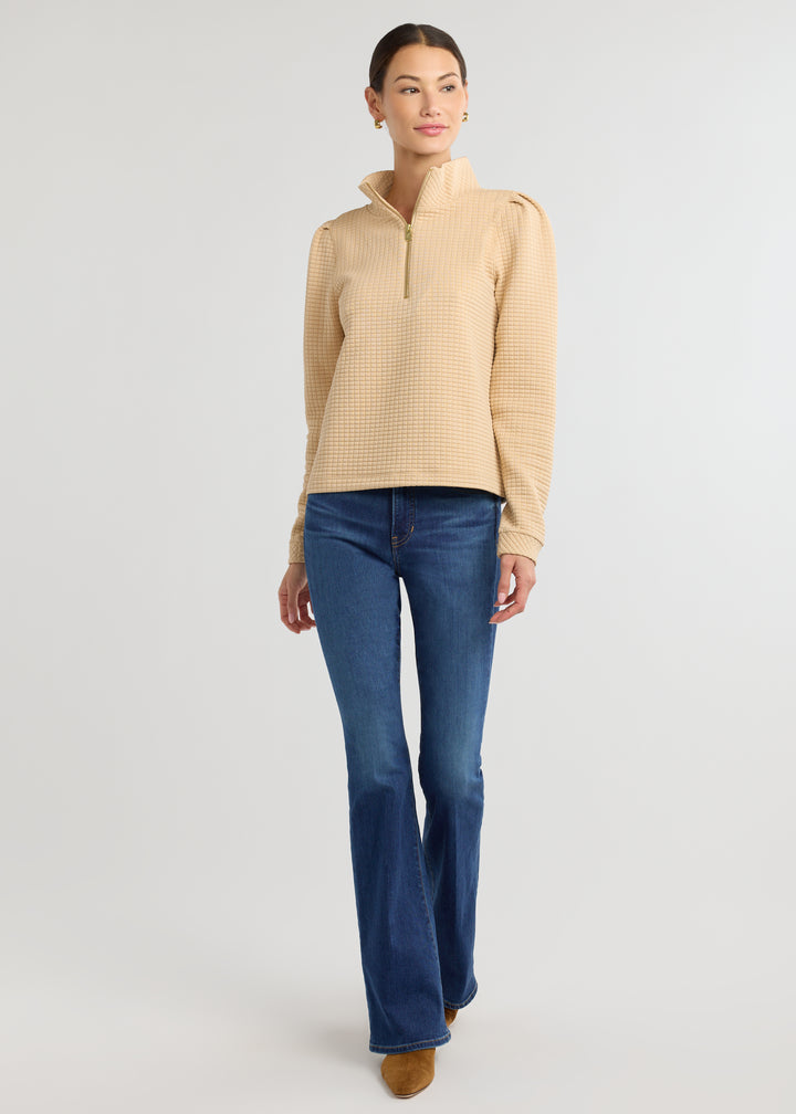 Sabrina Puff Sleeve Pullover in Waffle (Hazelnut)