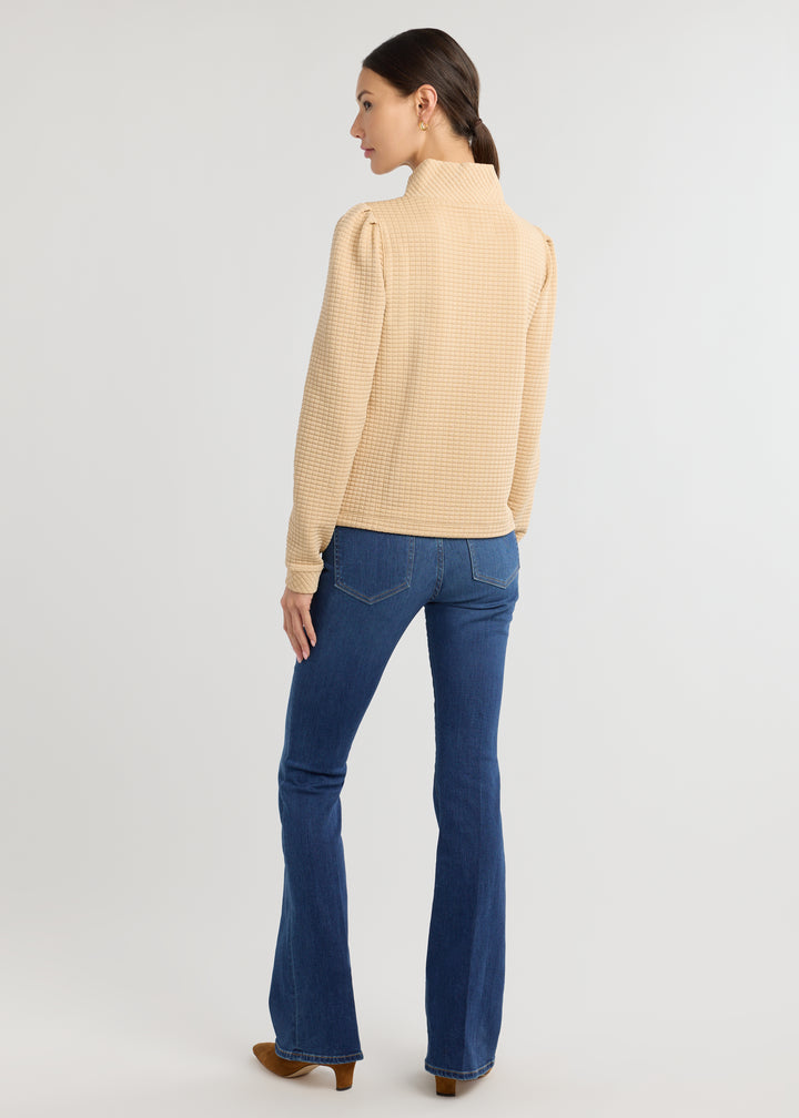 Sabrina Puff Sleeve Pullover in Waffle (Hazelnut)