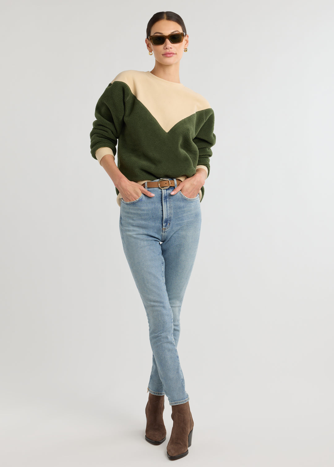 Saratoga Pullover in Sherpa/Vello Fleece (Spruce/Hazelnut)