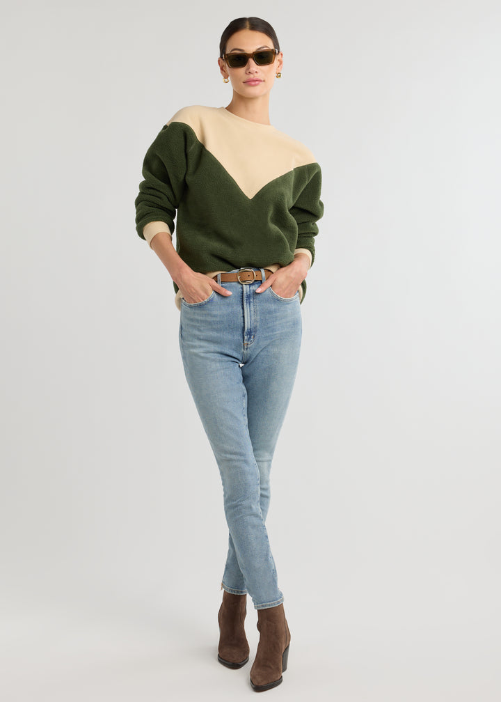 Saratoga Pullover in Sherpa/Vello Fleece (Spruce/Hazelnut)