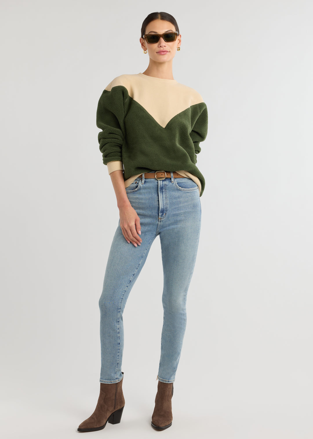 Saratoga Pullover in Sherpa/Vello Fleece (Spruce/Hazelnut)