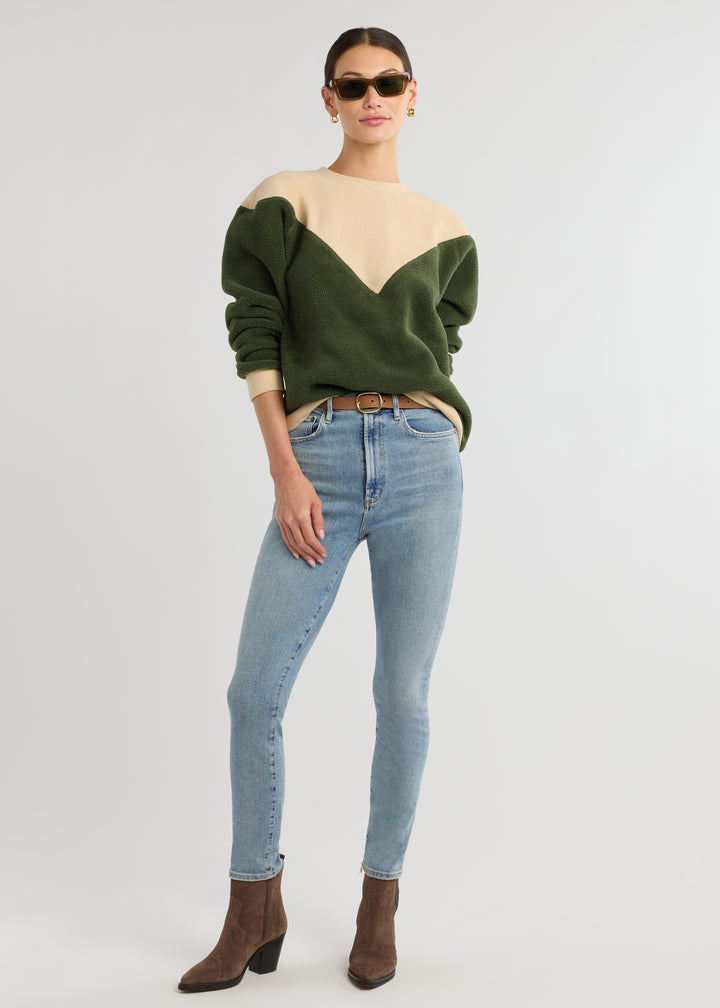 Saratoga Pullover in Sherpa/Vello Fleece (Spruce/Hazelnut)