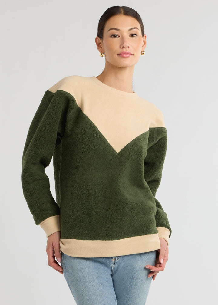 Saratoga Pullover in Sherpa/Vello Fleece (Spruce/Hazelnut)