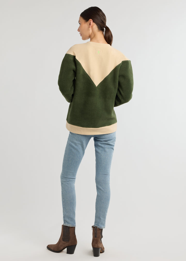 Saratoga Pullover in Sherpa/Vello Fleece (Spruce/Hazelnut)