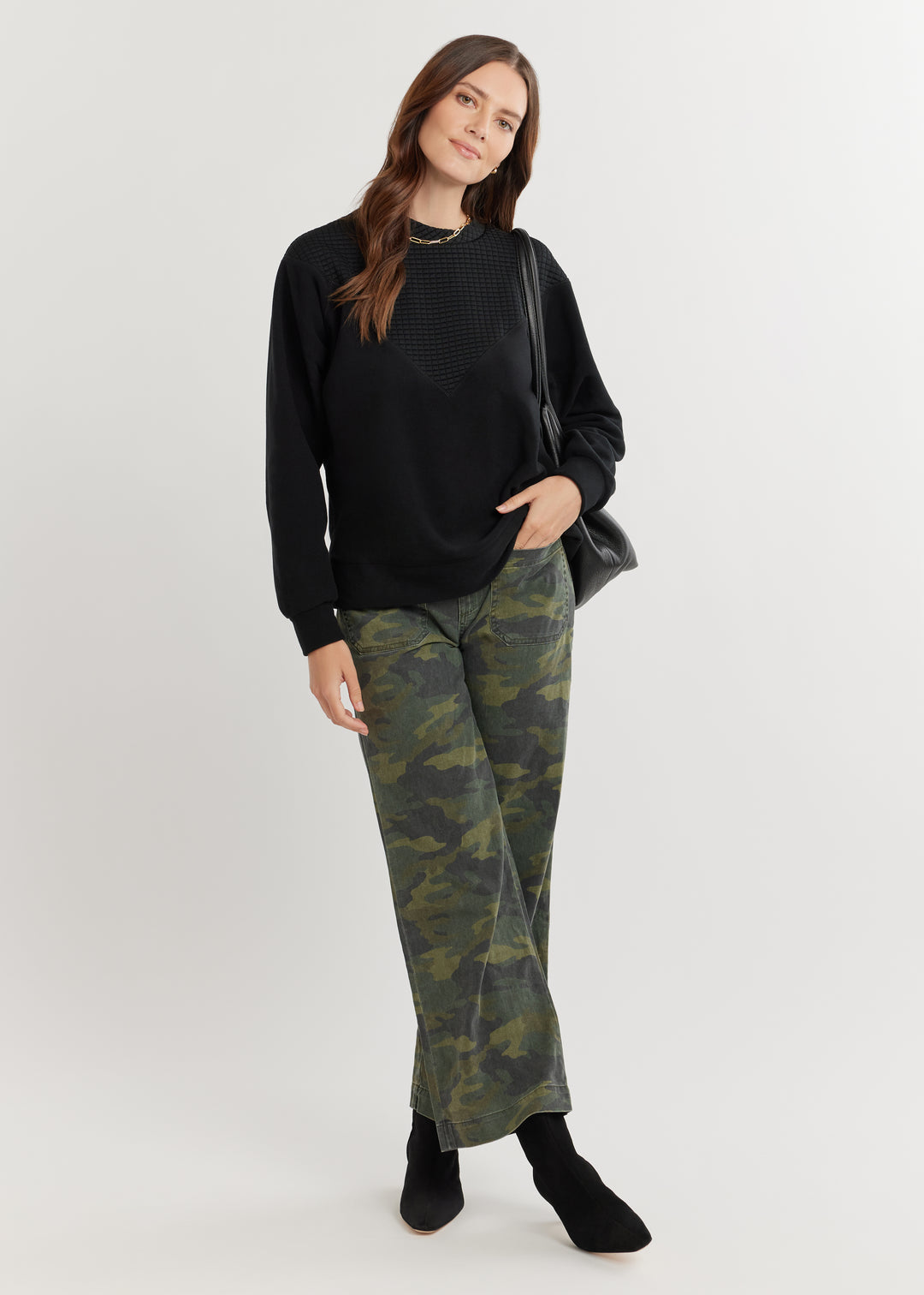 Saratoga Pullover in Vello/Waffle (Black)