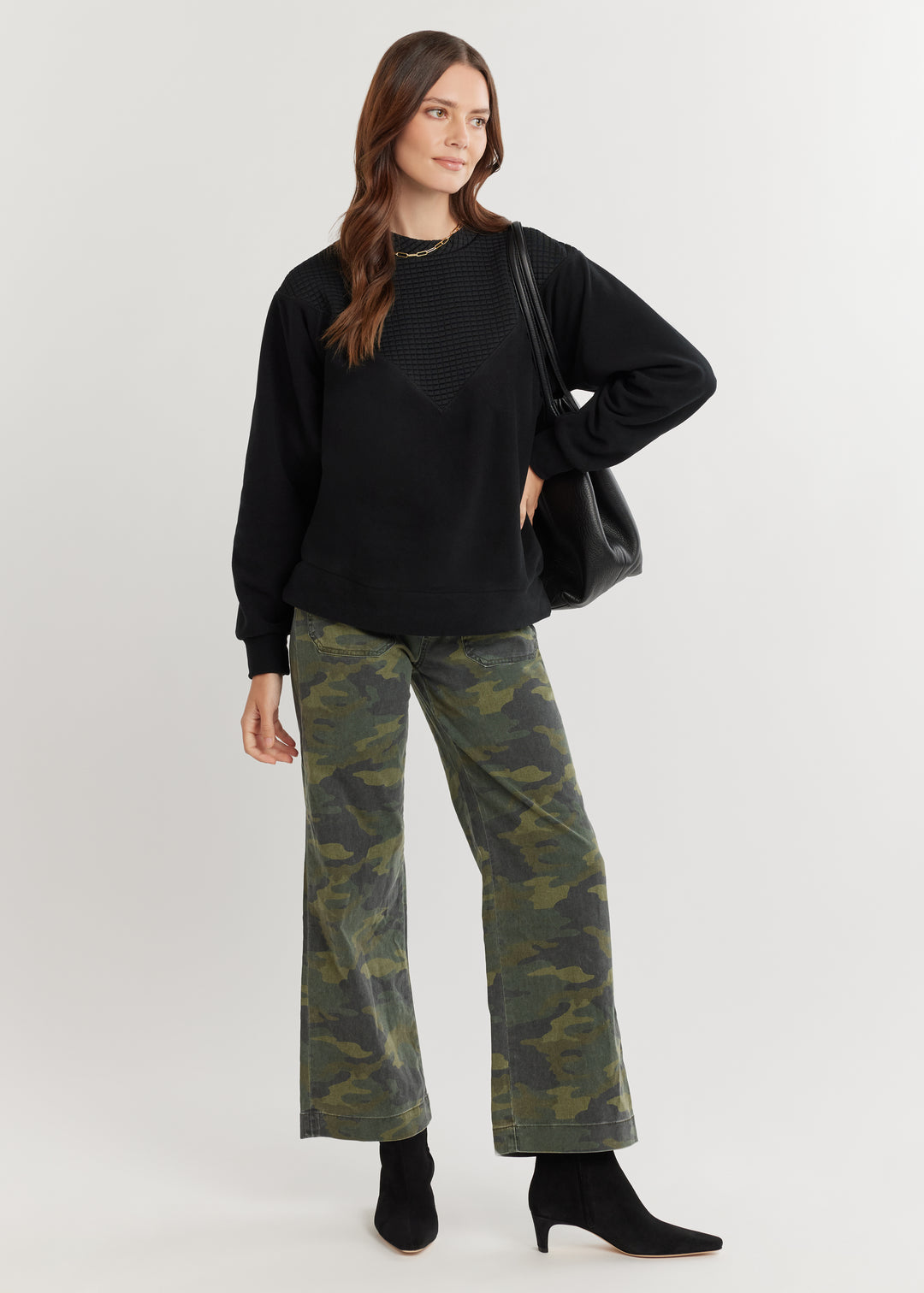 Saratoga Pullover in Vello/Waffle (Black)