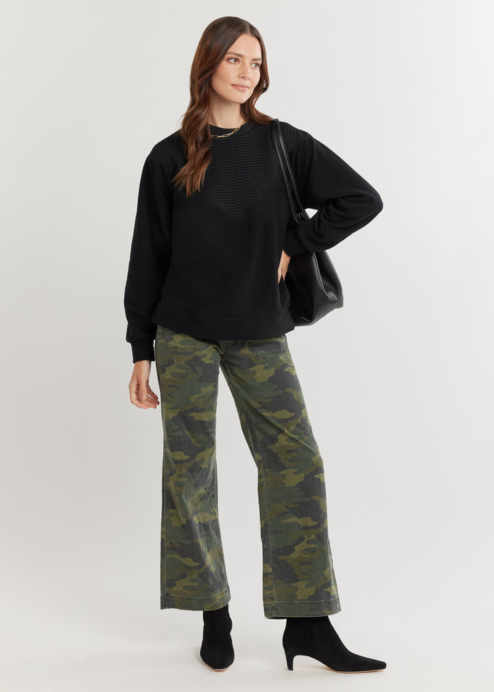 Saratoga Pullover in Vello/Waffle (Black)