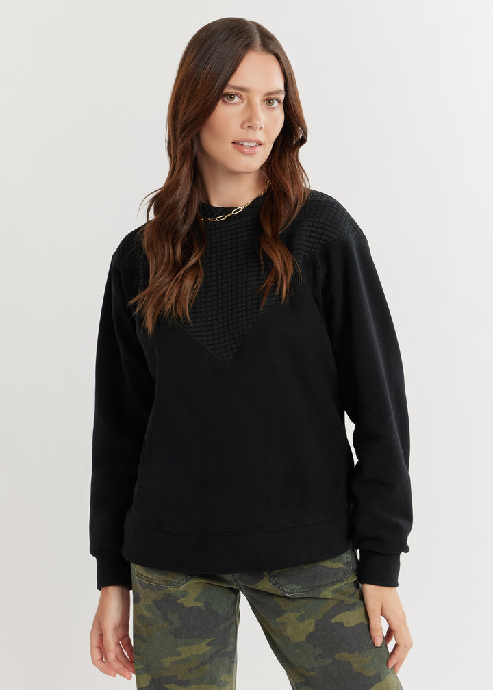 Saratoga Pullover in Vello/Waffle (Black)