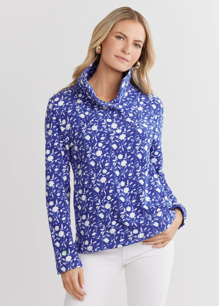 Sheffield Island Pullover in Terry Fleece (Blue Floral)