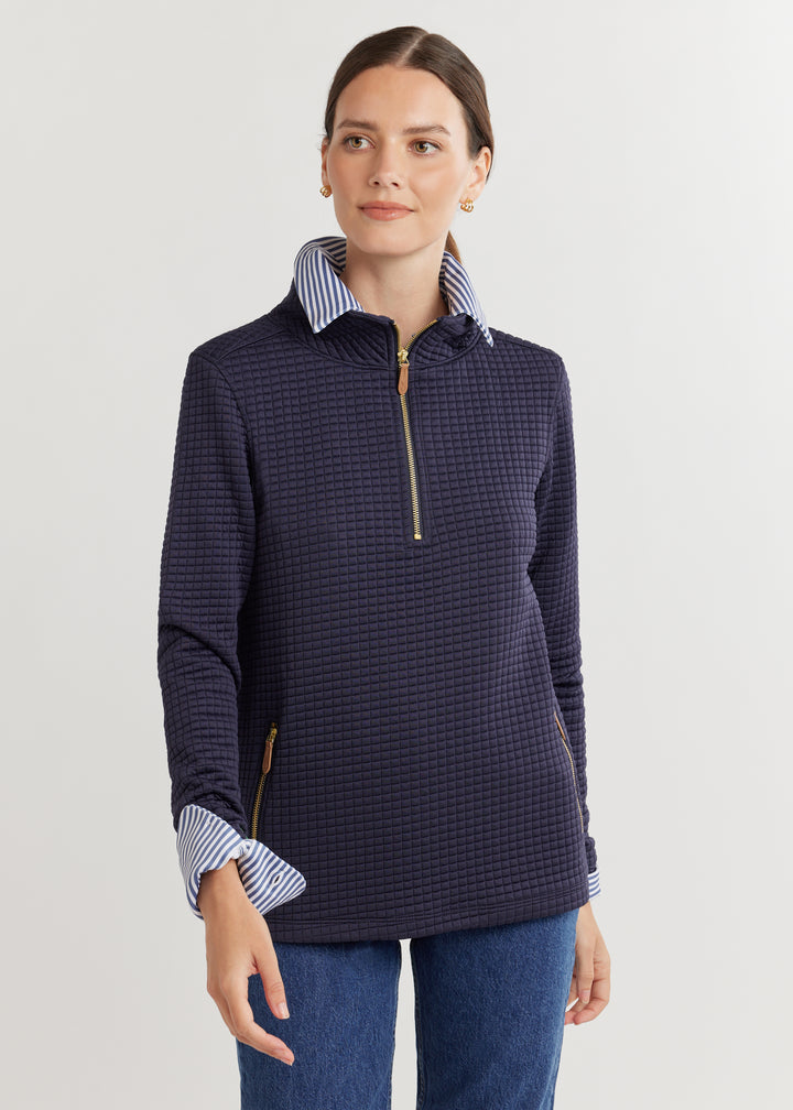 Smith Point Pullover in Waffle (Navy)