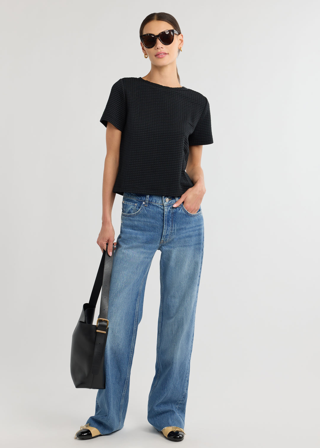 Surfside Tee in Waffle (Black)