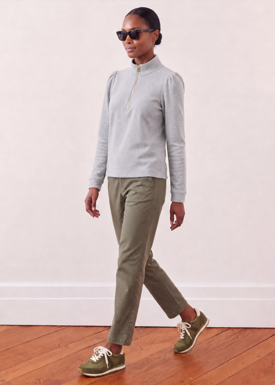 Sabrina Puff Sleeve Pullover in French Terry (Heather Grey)