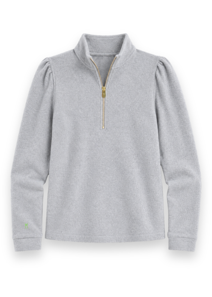 Sabrina Puff Sleeve Pullover in French Terry (Heather Grey)