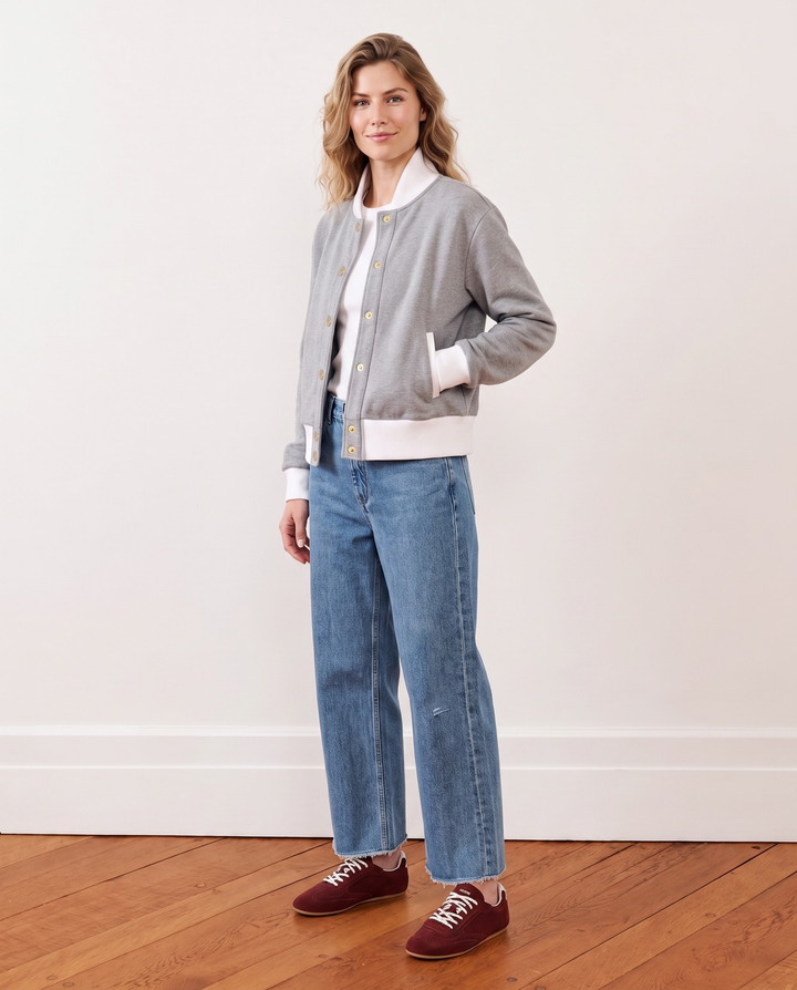 Stadium Jacket in French Terry (Heather Grey)