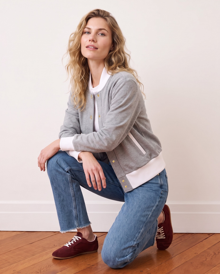 Stadium Jacket in French Terry (Heather Grey)