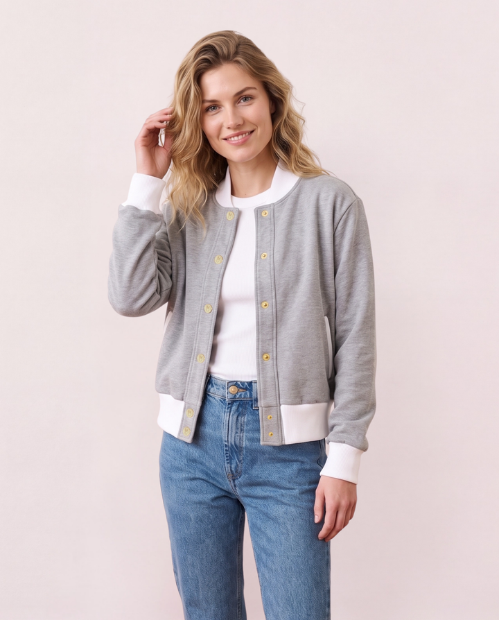 Stadium Jacket in French Terry (Heather Grey)