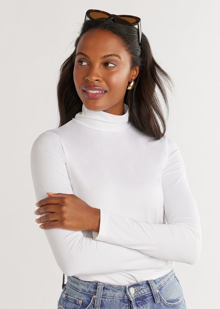 Tillary Turtleneck in Eco Stretch (White)