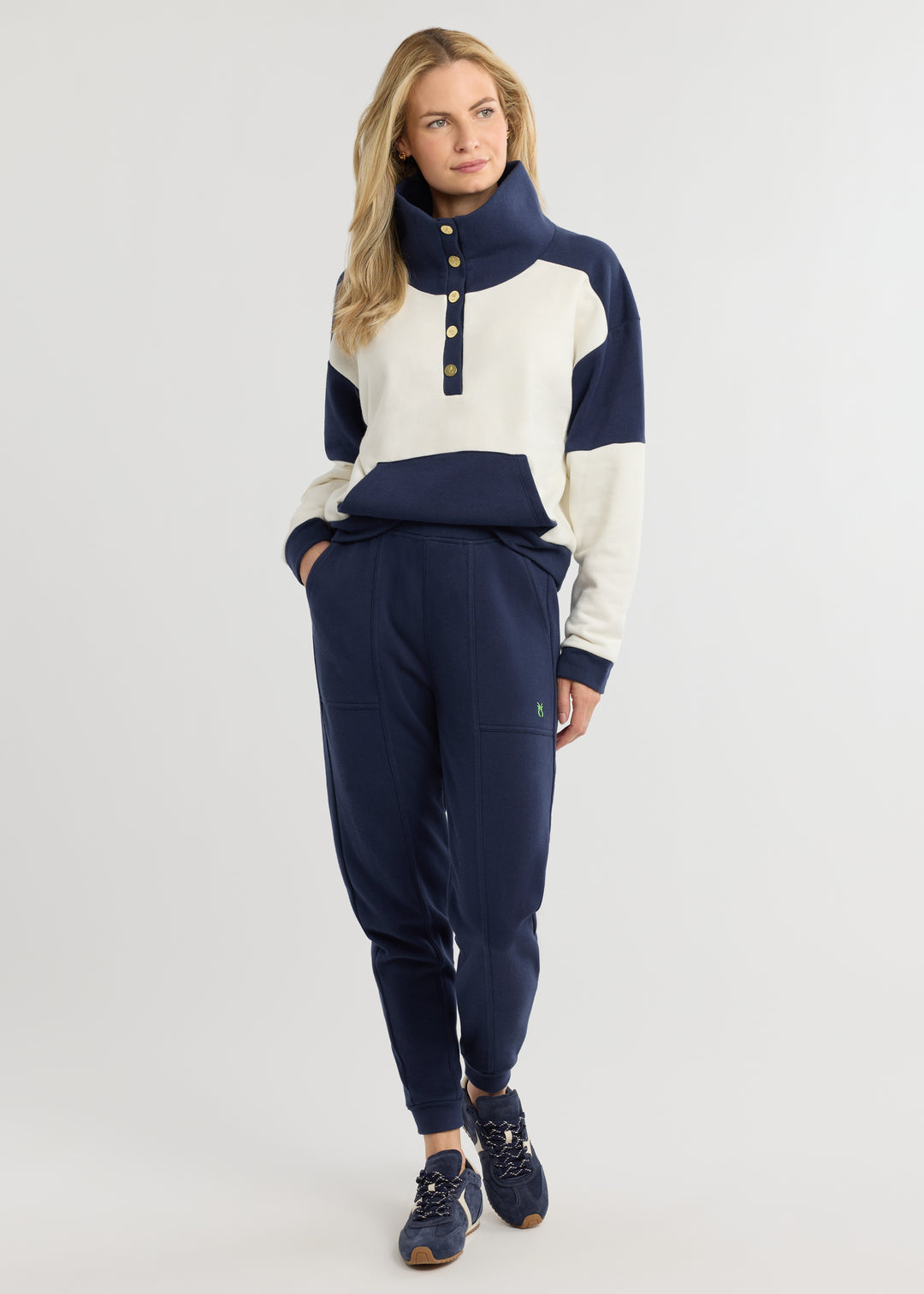 Townhill Pullover in French Terry (Cream/Navy)