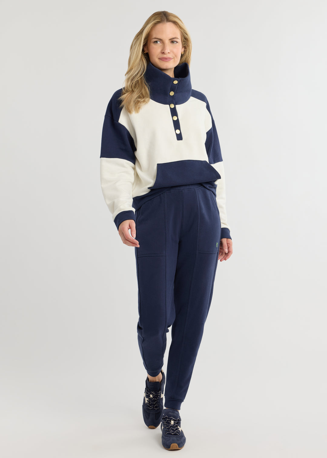 Townhill Pullover in French Terry (Cream/Navy)