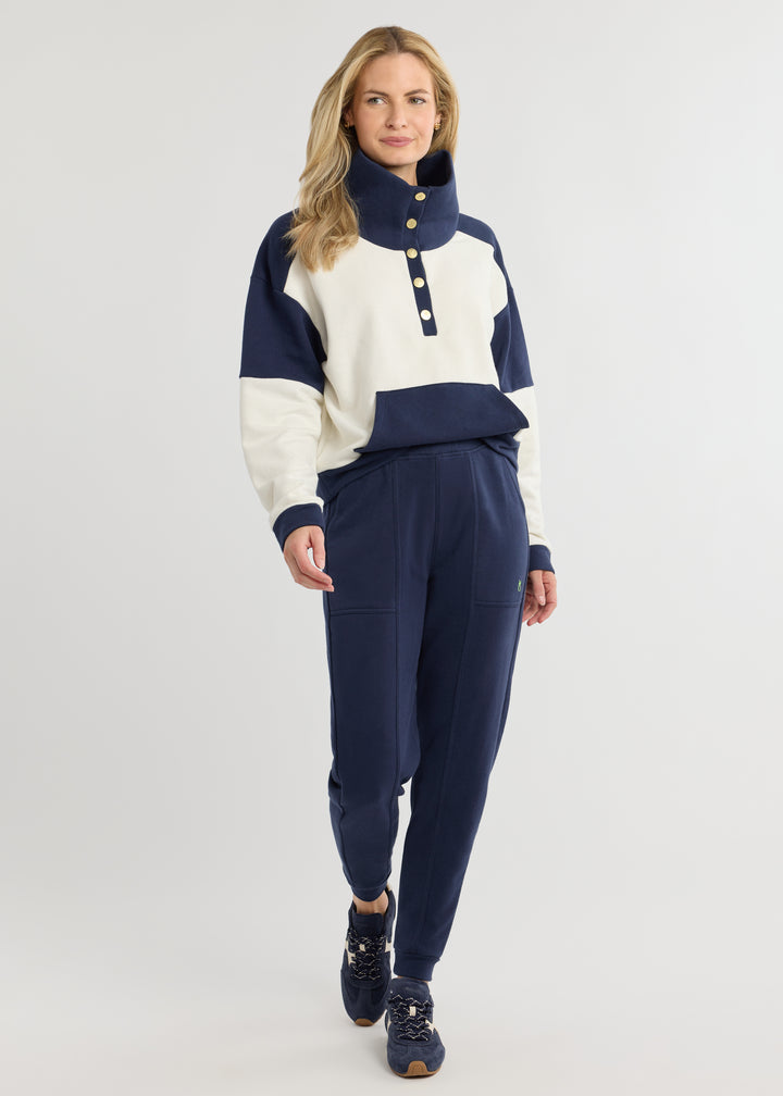 Townhill Pullover in French Terry (Cream/Navy)