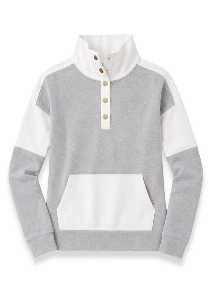 Townhill Pullover in French Terry (Heather Grey/White)