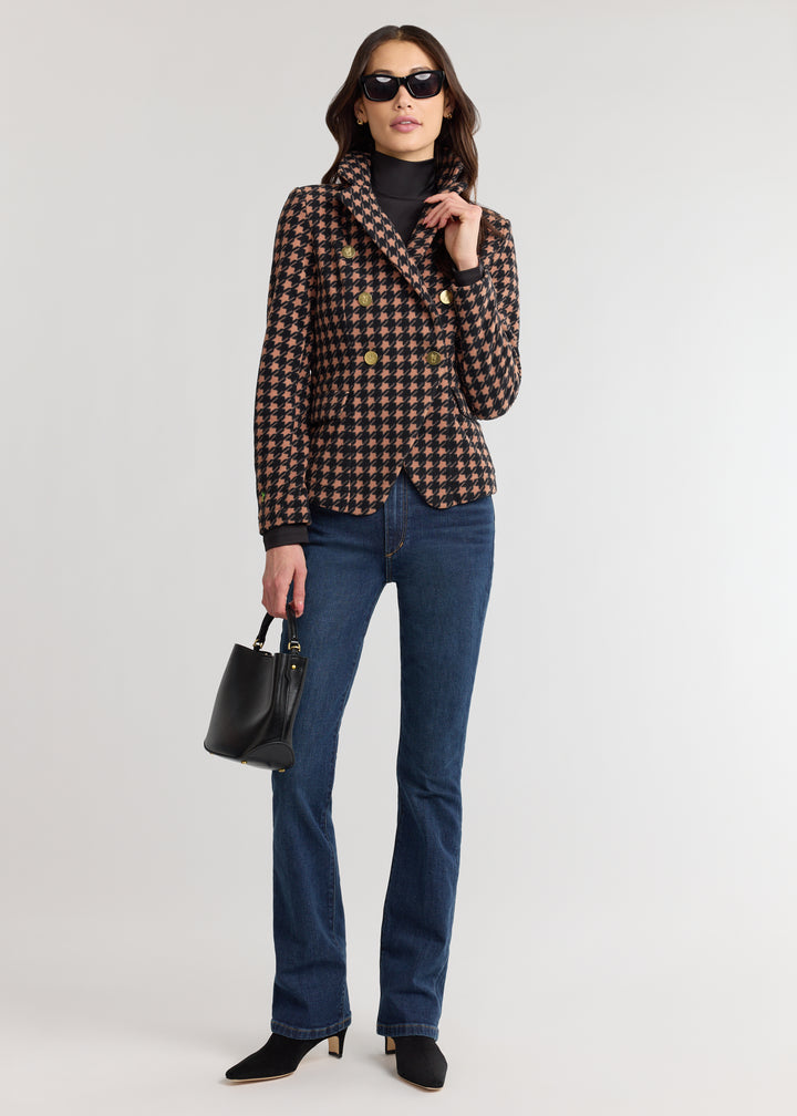 Uptown Blazer in Vello Fleece (Camel/Black Houndstooth)