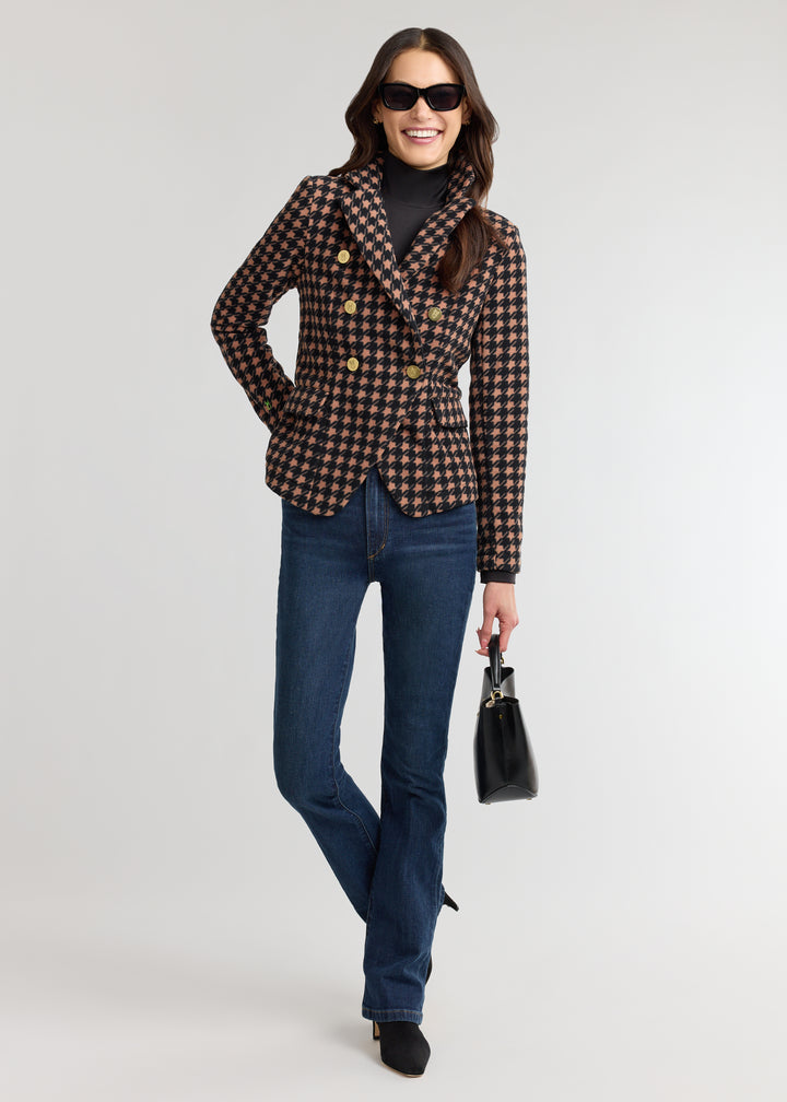 Uptown Blazer in Vello Fleece (Camel/Black Houndstooth)