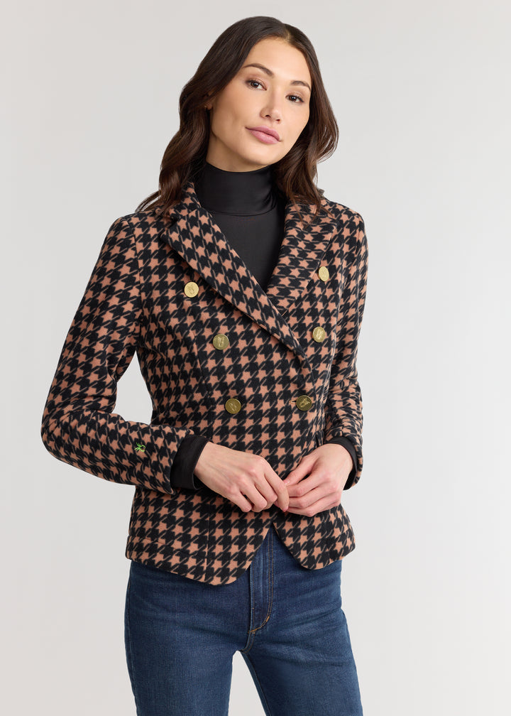 Uptown Blazer in Vello Fleece (Camel/Black Houndstooth)